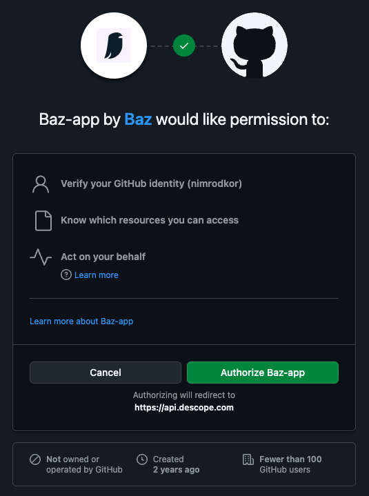 Personal installation of Baz-app