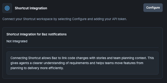 Configure Shortcut integration